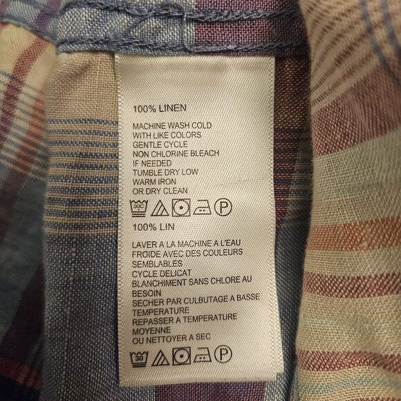 Tommy Bahama Linen Madras Plaid Multicolor Button Up Shirt Men Sz XL Long Sleeve - Picture 8 of 8